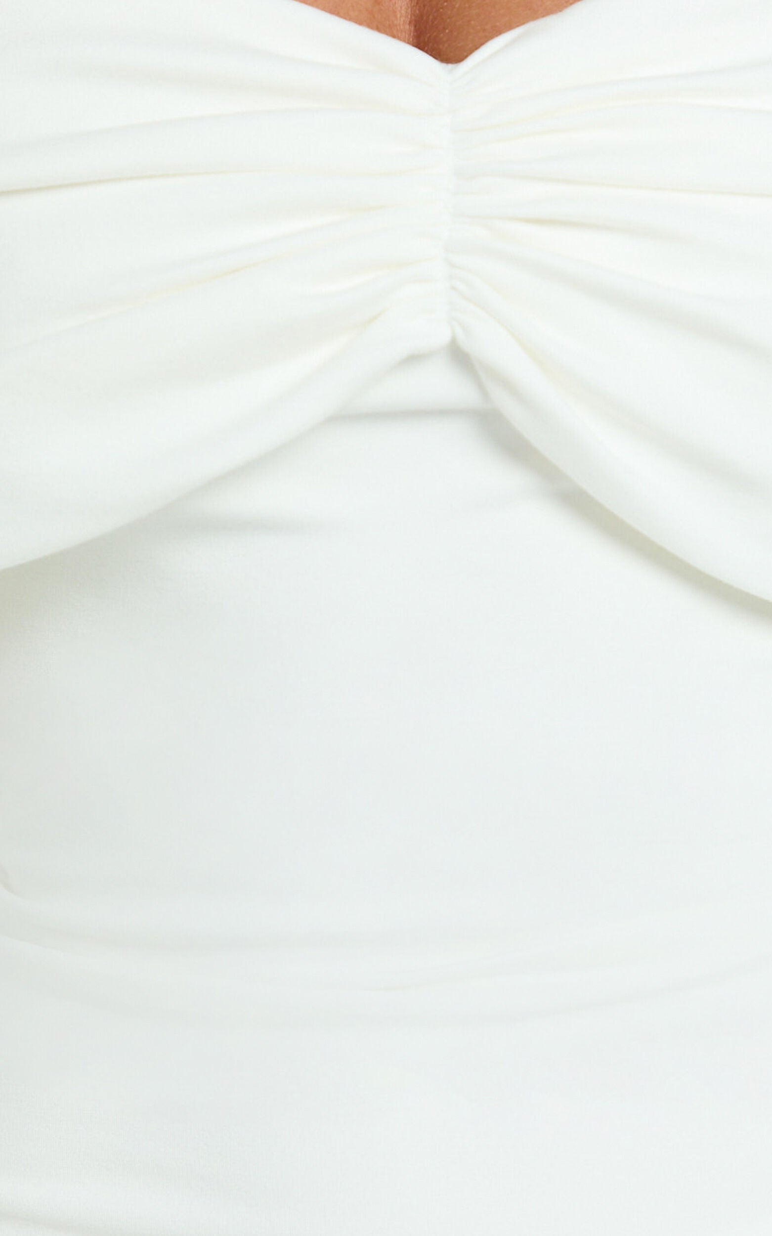 Rani Mini Dress - Off Shoulder Long Sleeve Bodycon Dress in Off White